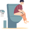 boy sitting in toilet illustration