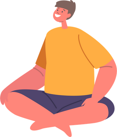 Boy sitting joyfully  Illustration
