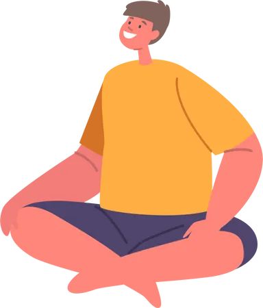 Boy sitting joyfully  Illustration