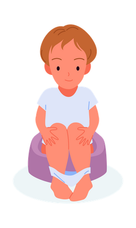 Boy Sitting On Toilet  Illustration