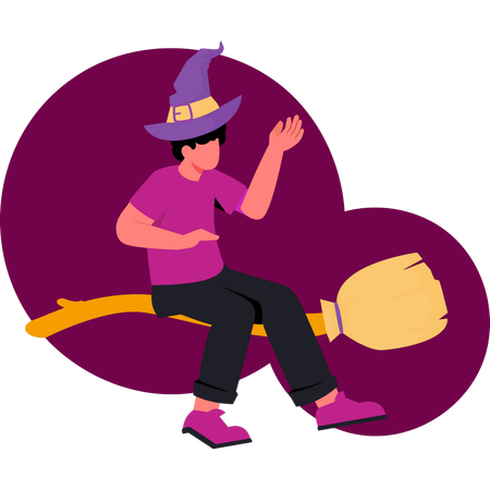 Boy sitting witch costumes  Illustration