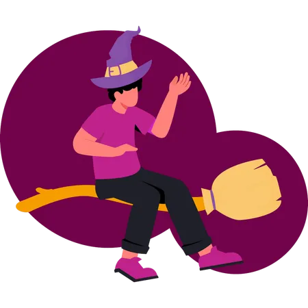 Boy sitting witch costumes  Illustration