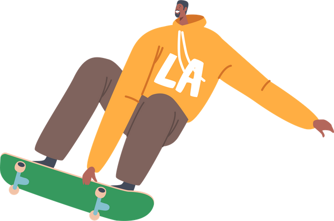 Boy Skateboarding Illustration