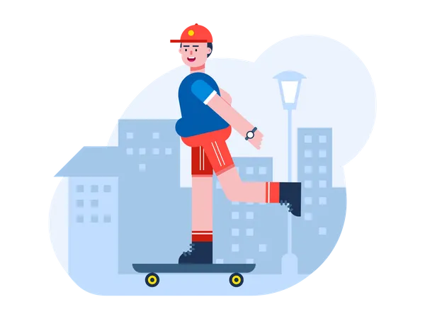 Boy skateboarding  Illustration