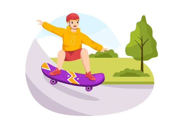 Boy skateboarding  Illustration