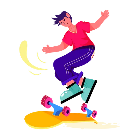 Trendy Flat Illustration Of Boy Skating イラスト