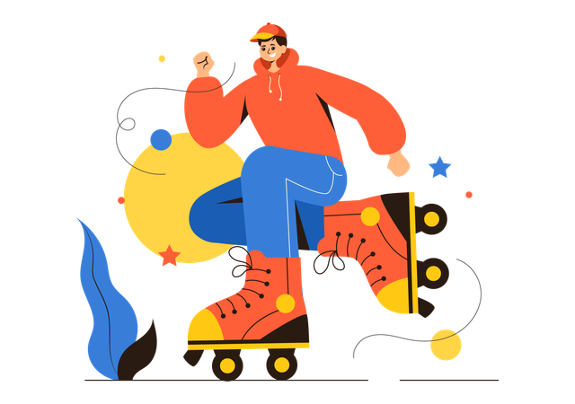 Boy Skating Fun  Illustration