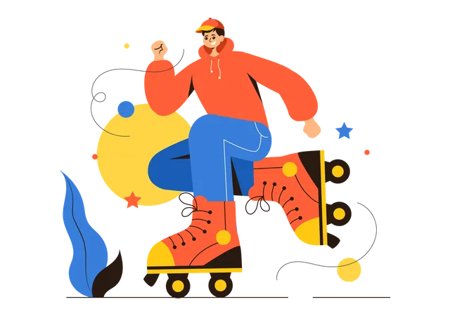 Boy Skating Fun  Illustration