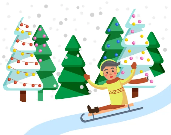 Boy skating on ice  Illustration