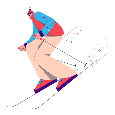 Boy skiing Illustration