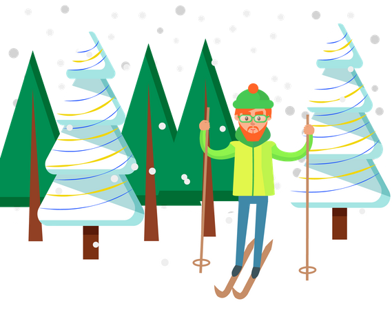 Boy skiing  Illustration
