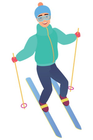 Boy Skiing  Illustration