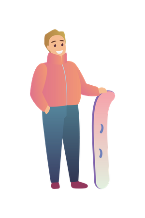 Boy Skiing  Illustration