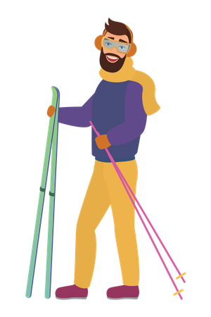 Boy Skiing  Illustration