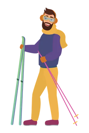 Boy Skiing  Illustration