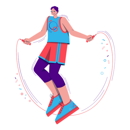 Boy skipping rope Illustration