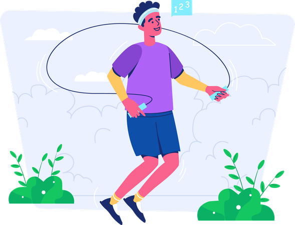 Boy skipping rope for fitness exercise  Illustration