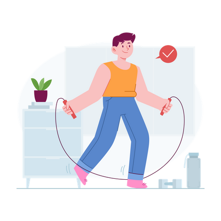 Boy skipping rope  Illustration