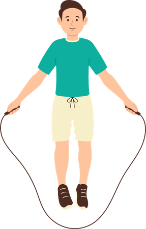 Boy skips on rope daily  Illustration