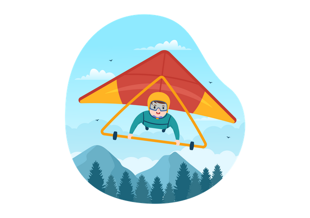 Boy sky gliding  Illustration