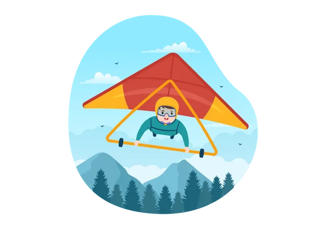 Boy sky gliding  Illustration