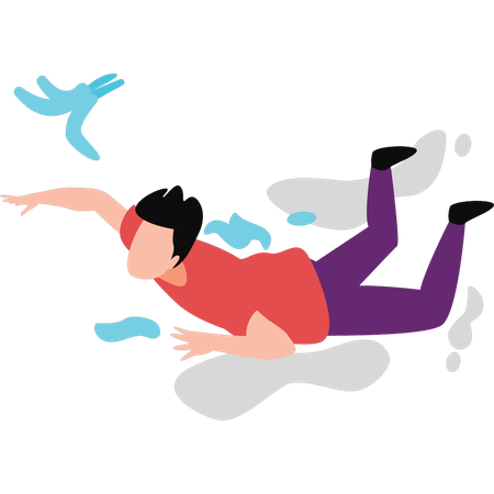 Boy slipped and fell down  Illustration