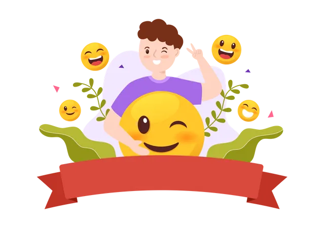 Boy smiling on world smile day  Illustration