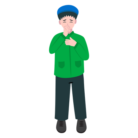 Boy Sneezing With Runny Nose  Illustration