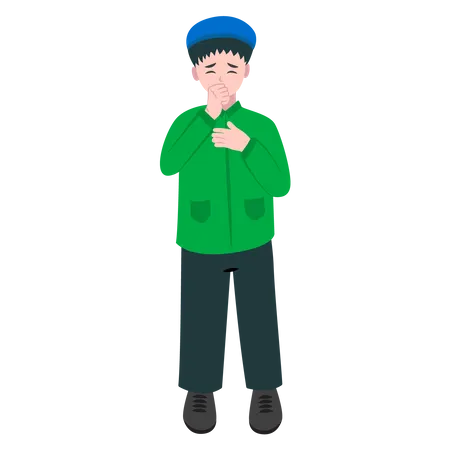 Boy Sneezing With Runny Nose  Illustration