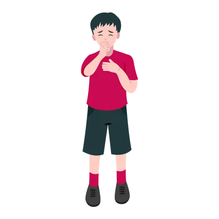 Boy Sneezing With Runny Nose  Illustration