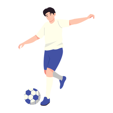少年サッカー選手がボールをパスする  イラスト
