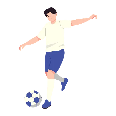 少年サッカー選手がボールをパスする  イラスト