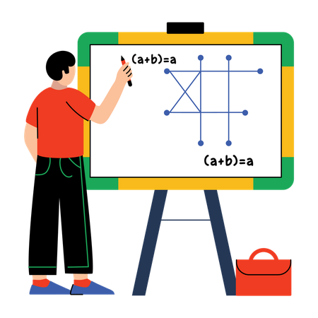 Boy solving algebra problem in math class  Illustration