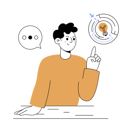 Boy solving business problem  Illustration