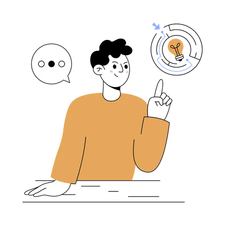 Boy solving business problem  Illustration