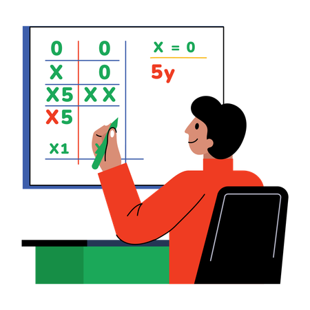 Boy solving math problem  Illustration
