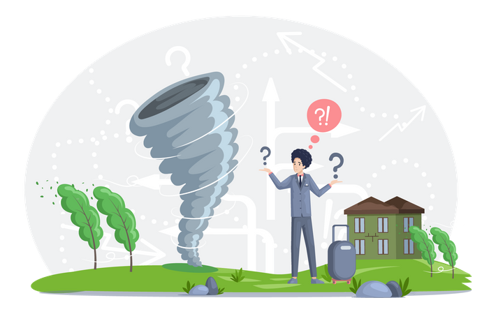 Best Premium Boy Solving problem of environmental disasters Illustration  download in PNG & Vector format