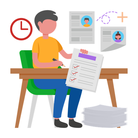 Boy Sorting Applications  Illustration