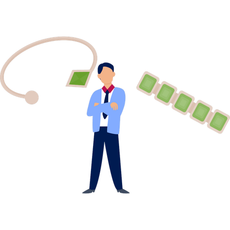 Boy standing near bracelet  Illustration