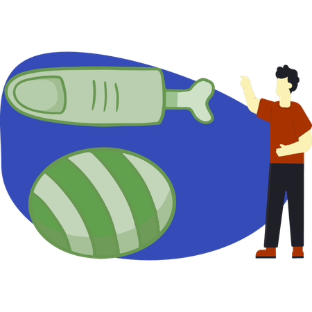 Boy standing near halloween candy  Illustration