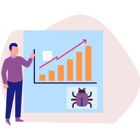 Boy standing next to business graph  Illustration