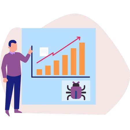 Boy standing next to business graph  Illustration