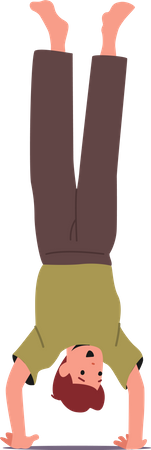 Boy Standing Upside Down  Illustration