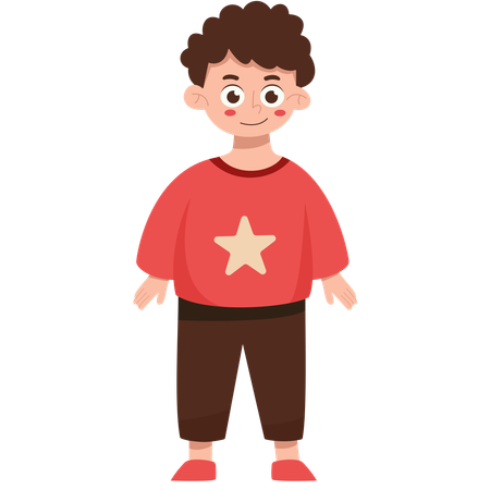 Boy Standing While Smiling  Illustration