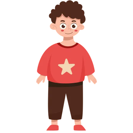 Boy Standing While Smiling  Illustration