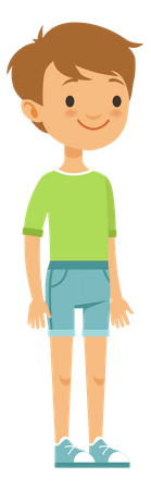 Boy standing while wearing tshirt and shorts Illustration