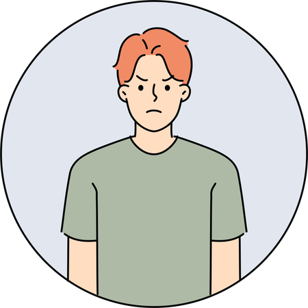 Boy standing with angry face  Illustration