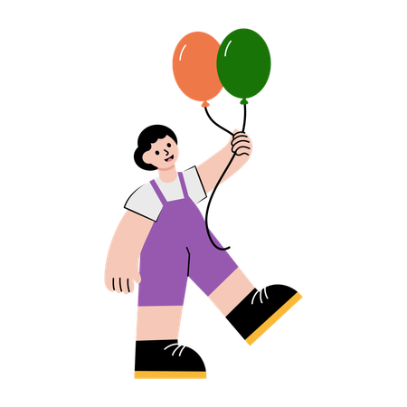 Boy standing with balloons  Illustration