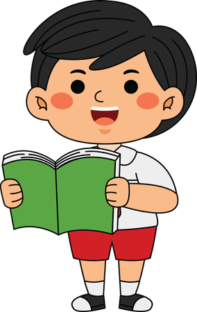 Boy standing with book  Illustration