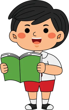 Boy standing with book  Illustration